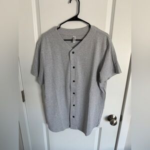 American Apparel Light Gray Baseball Jersey Button-Down Shirt